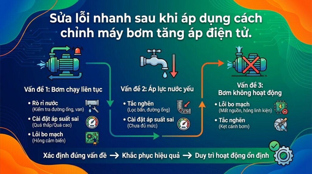 Sửa lỗi nhanh sau khi áp dụng cách chỉnh máy bơm tăng áp điện tử.