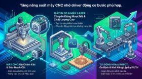Tăng năng suất máy CNC nhờ driver động cơ bước phù hợp.