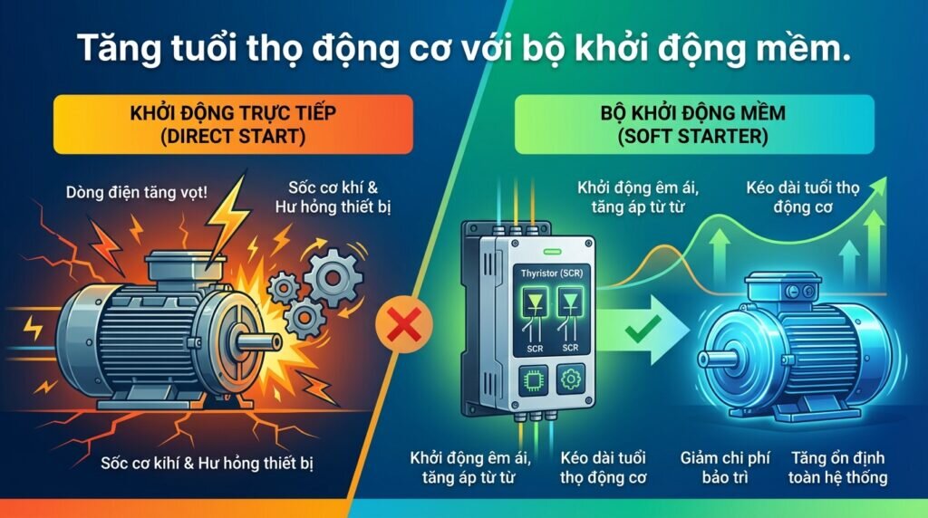 Tăng tuổi thọ động cơ với bộ khởi động mềm.