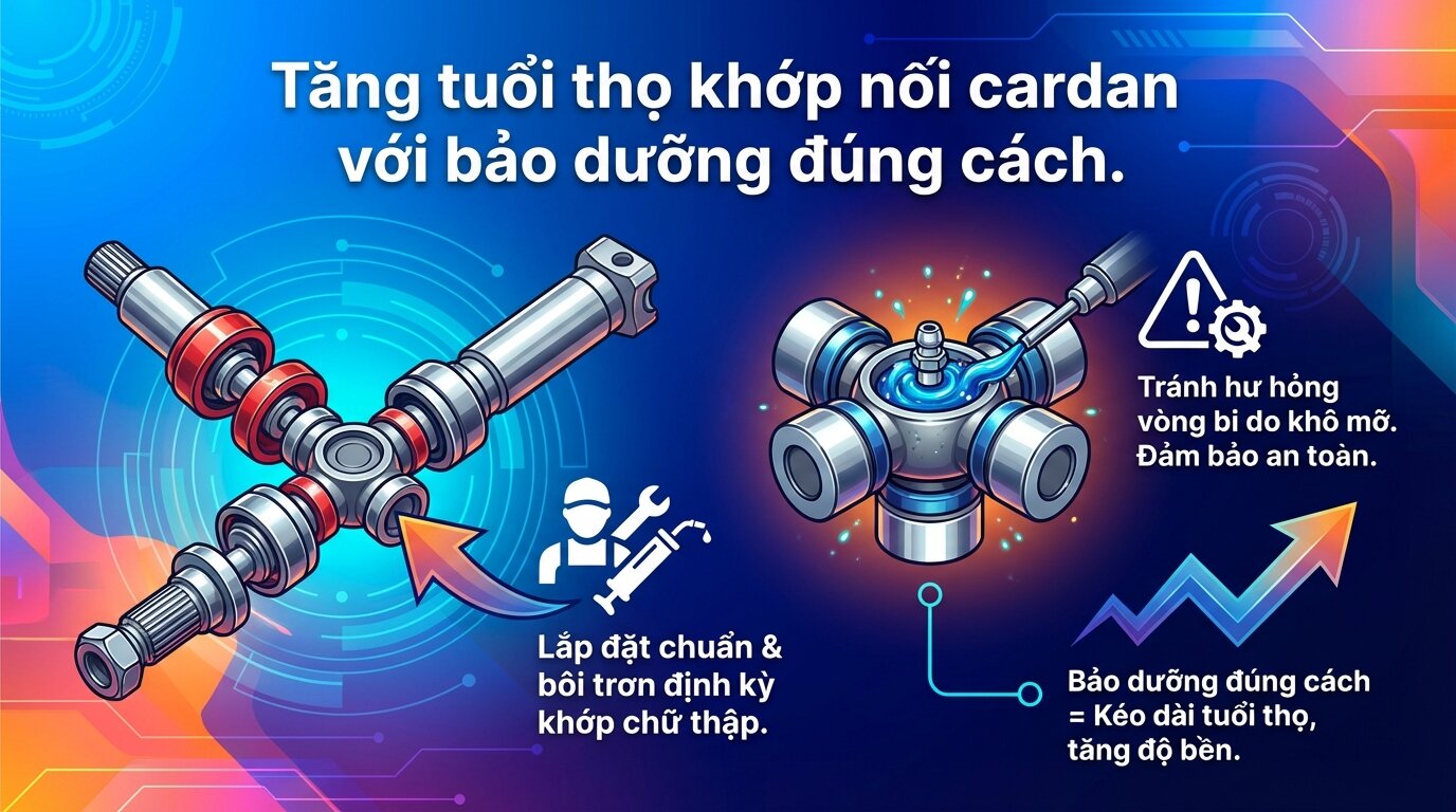 Tăng tuổi thọ khớp nối cardan với bảo dưỡng đúng cách.