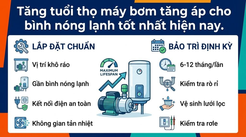 Tăng tuổi thọ máy bơm tăng áp cho bình nóng lạnh tốt nhất hiện nay.