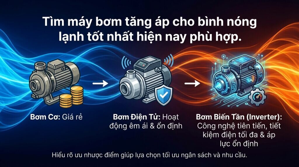 Tìm máy bơm tăng áp cho bình nóng lạnh tốt nhất hiện nay phù hợp.