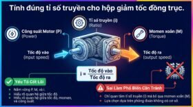Tính đúng tỉ số truyền cho hộp giảm tốc đồng trục.