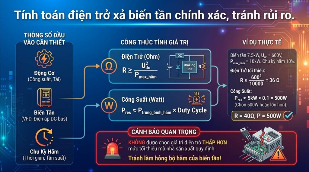 Tính toán điện trở xả biến tần chính xác, tránh rủi ro.