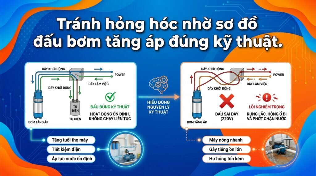 Tránh hỏng hóc nhờ sơ đồ đấu bơm tăng áp đúng kỹ thuật.