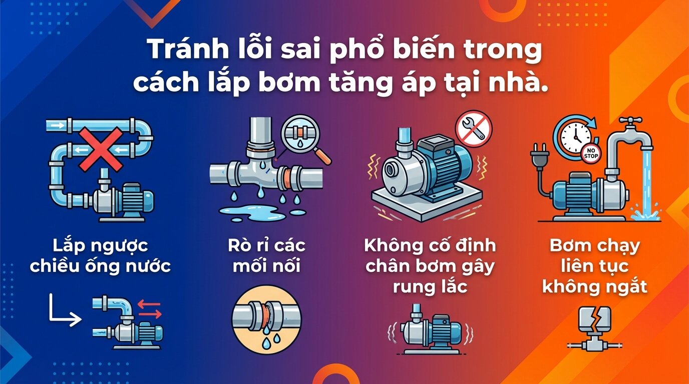 Tránh lỗi sai phổ biến trong cách lắp bơm tăng áp tại nhà.