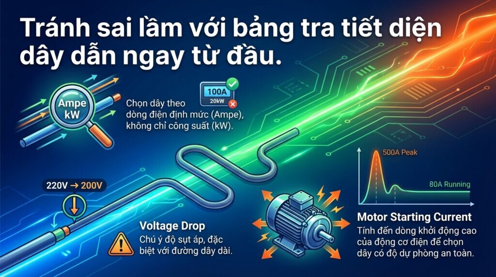 Tránh sai lầm với bảng tra tiết diện dây dẫn ngay từ đầu.