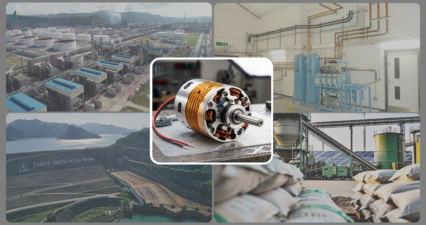 Ứng dụng của động cơ kích từ không chổi than đa dạng và có tác động sâu rộng đến sự ổn định của hạ tầng năng lượng quốc gia.