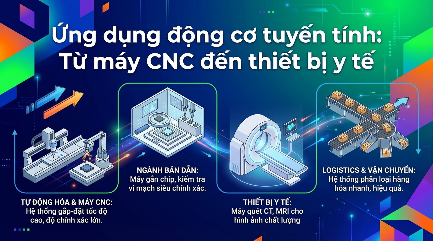 Ứng dụng động cơ tuyến tính: Từ máy CNC đến thiết bị y tế.