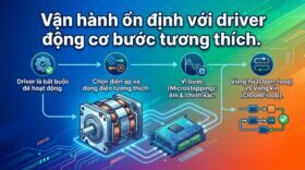 Vận hành ổn định với driver động cơ bước tương thích.