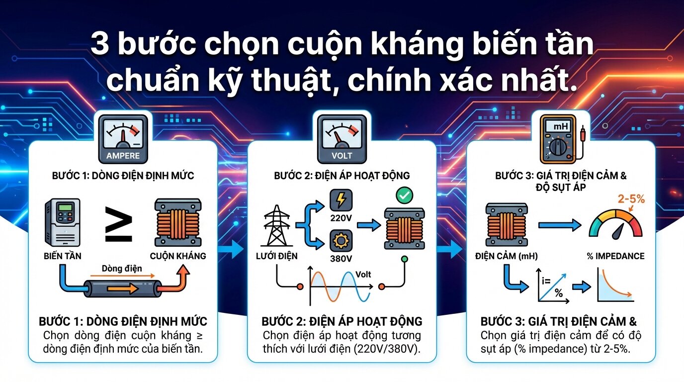 3 bước chọn cuộn kháng biến tần chuẩn kỹ thuật, chính xác nhất.