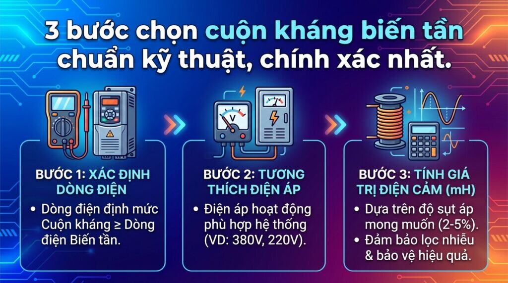 3 bước chọn cuộn kháng biến tần chuẩn kỹ thuật, chính xác nhất.
