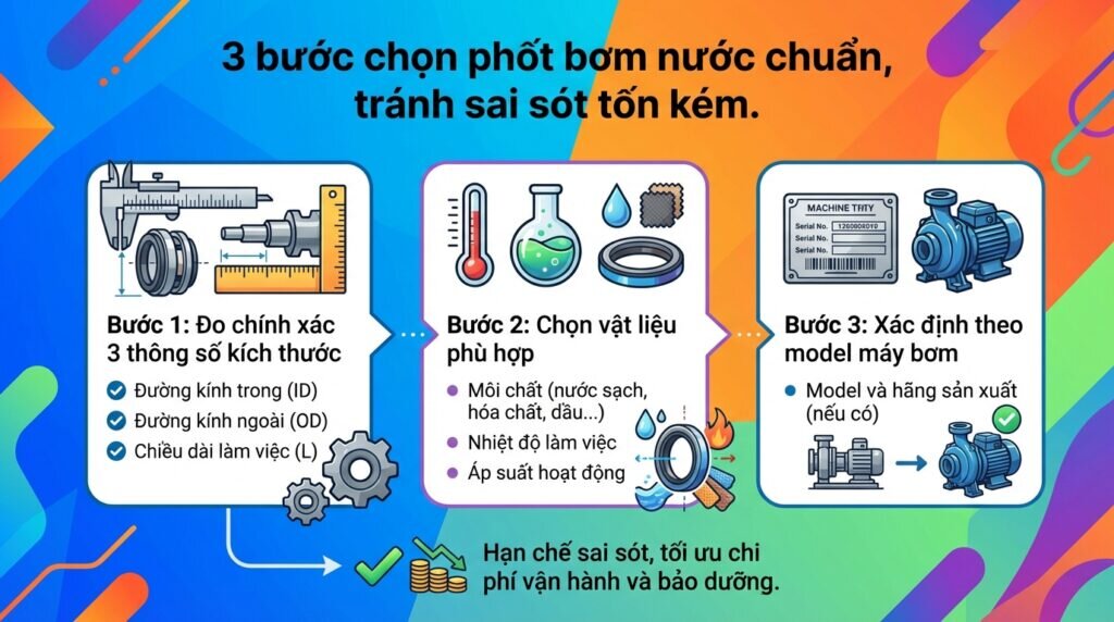 3 bước chọn phốt bơm nước chuẩn, tránh sai sót tốn kém.