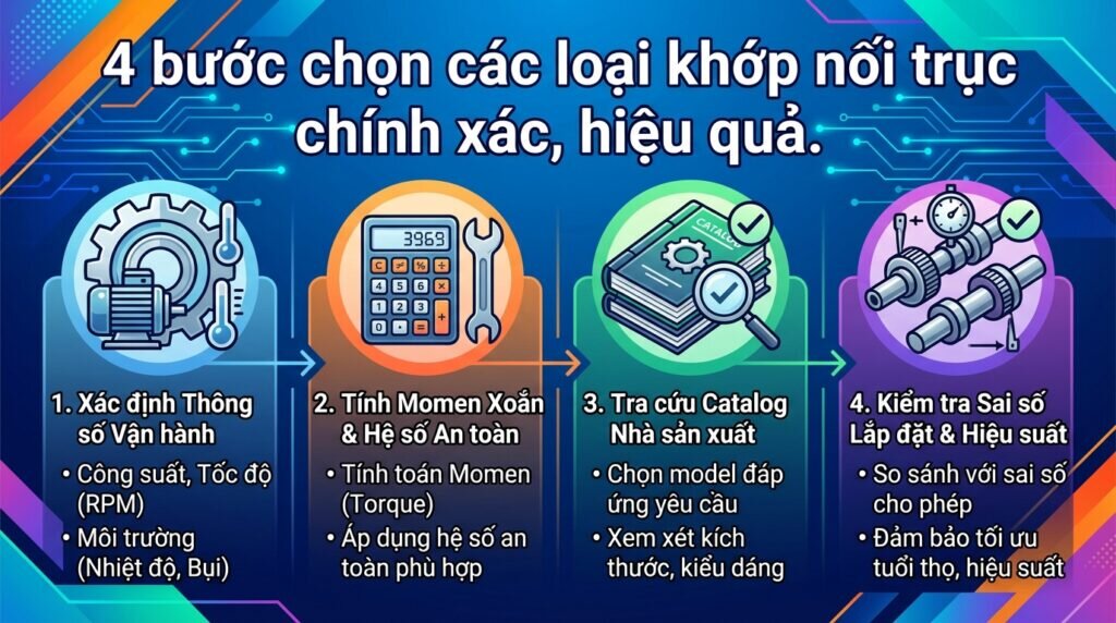 4 bước chọn các loại khớp nối trục chính xác, hiệu quả.