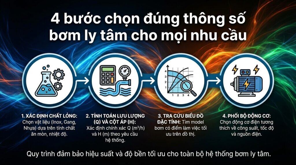 4 bước chọn đúng thông số bơm ly tâm cho mọi nhu cầu.