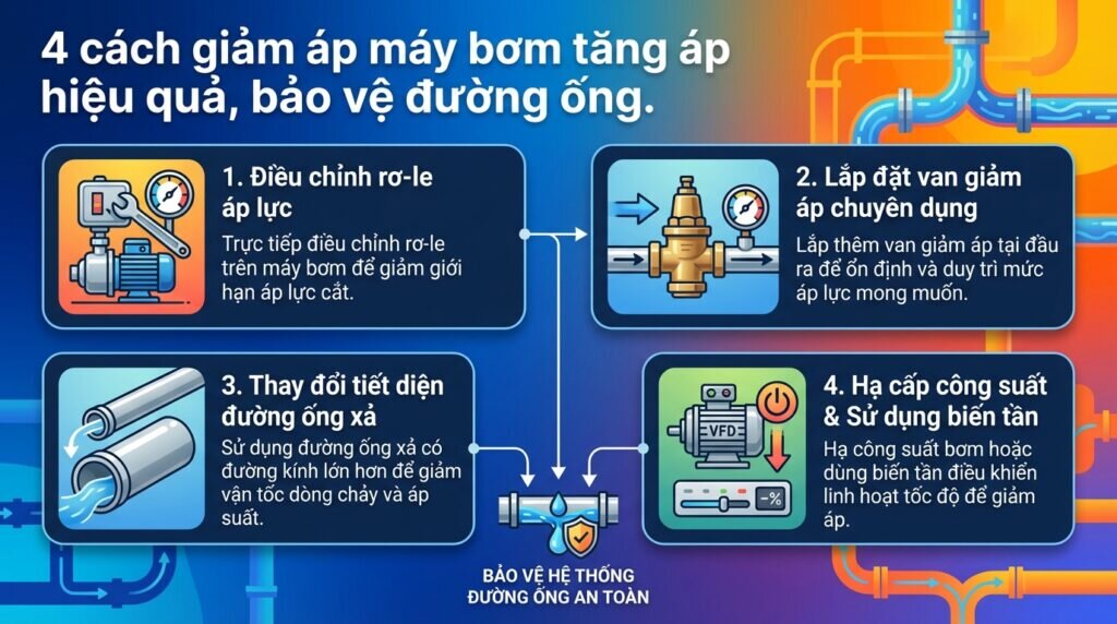 4 cách giảm áp máy bơm tăng áp hiệu quả, bảo vệ đường ống.