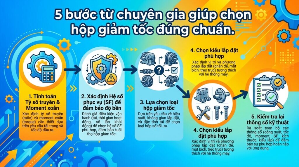 5 bước từ chuyên gia giúp chọn hộp giảm tốc đúng chuẩn.