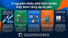 5 nguyên nhân phổ biến khiến máy bơm tăng áp bị yếu.