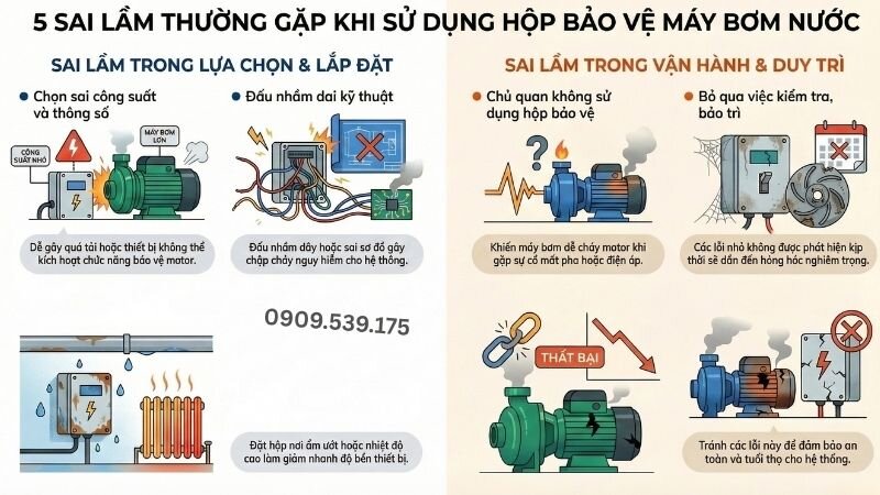 5 sai lầm thường gặp khi sử dụng hộp bảo vệ máy bơm nước.
