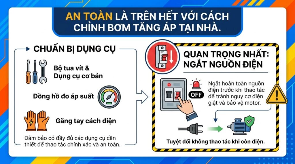 An toàn là trên hết với cách chỉnh bơm tăng áp tại nhà.