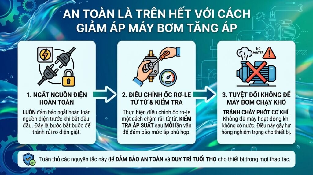 An toàn là trên hết với cách giảm áp máy bơm tăng áp.