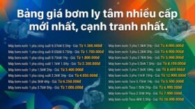 Bảng giá bơm ly tâm nhiều cấp mới nhất, cạnh tranh nhất.