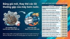 Bảng giá mới, thay thế các lỗi thường gặp của máy bơm nước.