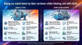 Bảng so sánh bơm ly tâm và bơm chân không chi tiết nhất.