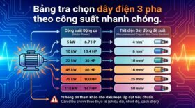 Bảng tra chọn dây điện 3 pha theo công suất nhanh chóng.