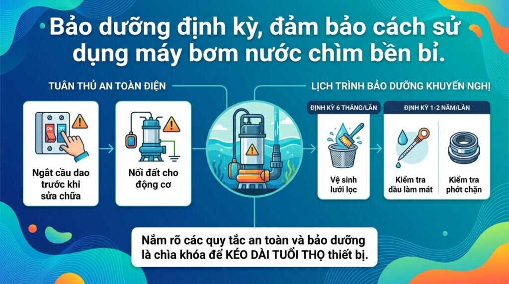 Bảo dưỡng định kỳ, đảm bảo cách sử dụng máy bơm nước chìm bền bỉ.
