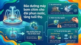 Bảo dưỡng máy bơm chìm cho đài phun nước, tăng tuổi thọ.