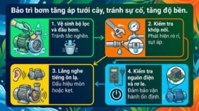 Bảo trì bơm tăng áp tưới cây, tránh sự cố, tăng độ bền.
