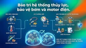 Bảo trì hệ thống thủy lực, bảo vệ bơm và motor điện.