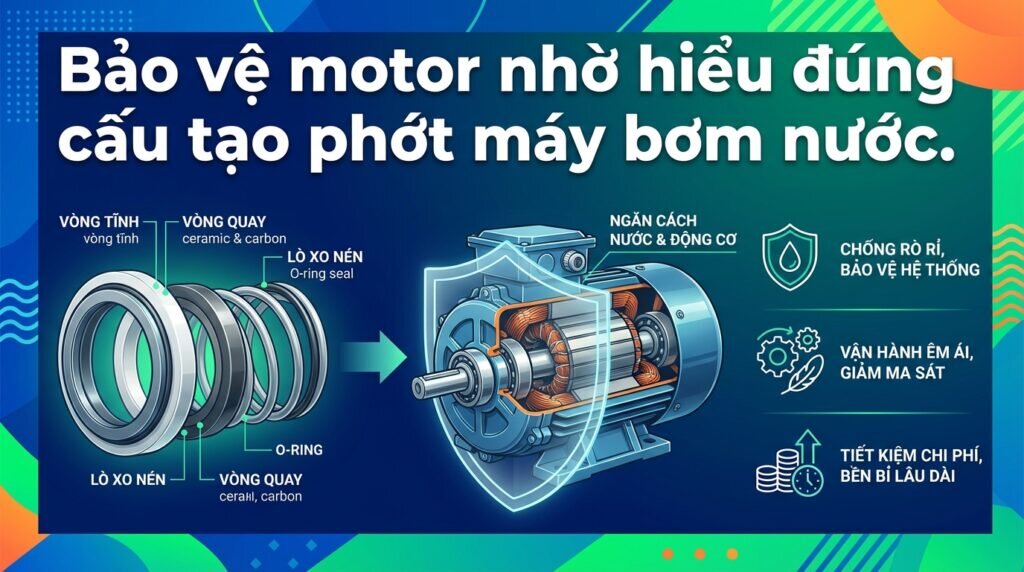 Bảo vệ motor nhờ hiểu đúng cấu tạo phớt máy bơm nước.
