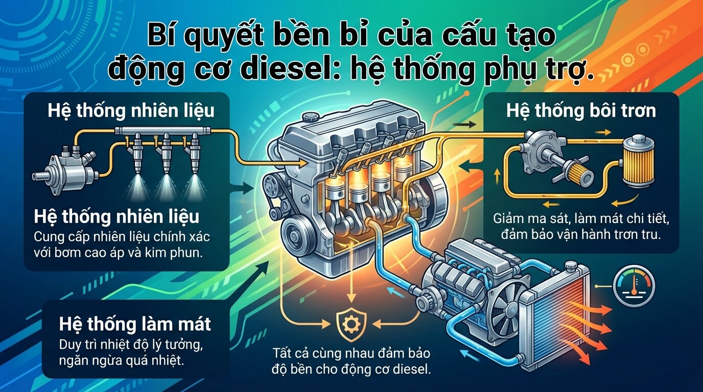 Bí quyết bền bỉ của cấu tạo động cơ diesel: hệ thống phụ trợ.
