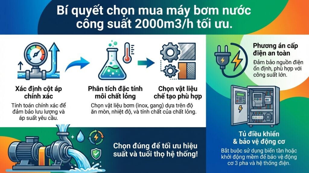 Bí quyết chọn mua máy bơm nước công suất 2000m3/h tối ưu.