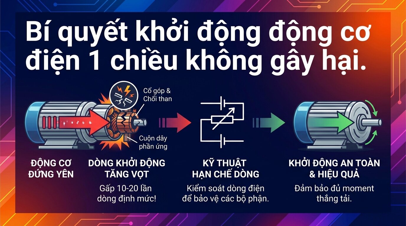 Bí quyết khởi động động cơ điện 1 chiều không gây hại.