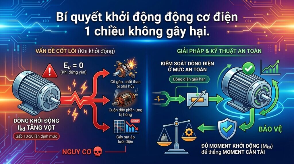 Bí quyết khởi động động cơ điện 1 chiều không gây hại.
