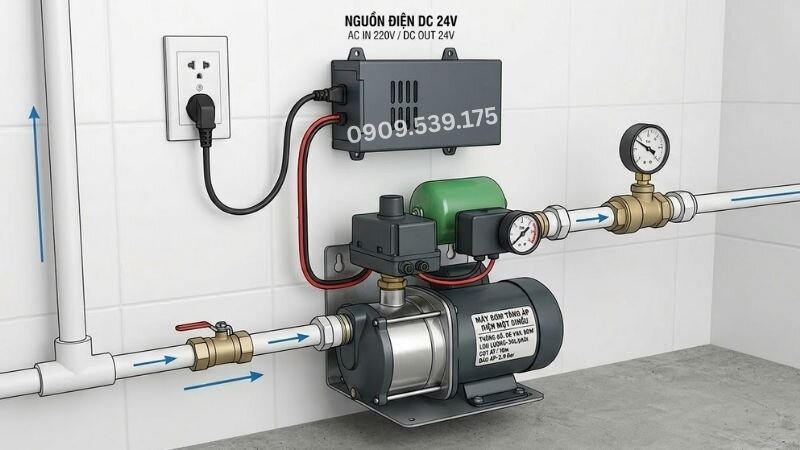 Bơm tăng áp dc là dòng bơm sử dụng nguồn điện một chiều (DC) để tăng áp lực nước trong đường ống.