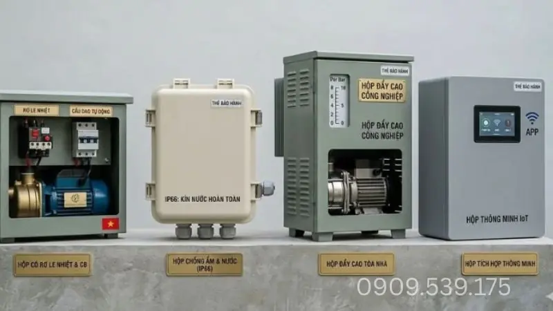 Các loại hộp máy bơm nước phổ biến hiện nay