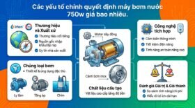 Các yếu tố chính quyết định máy bơm nước 750w giá bao nhiêu.