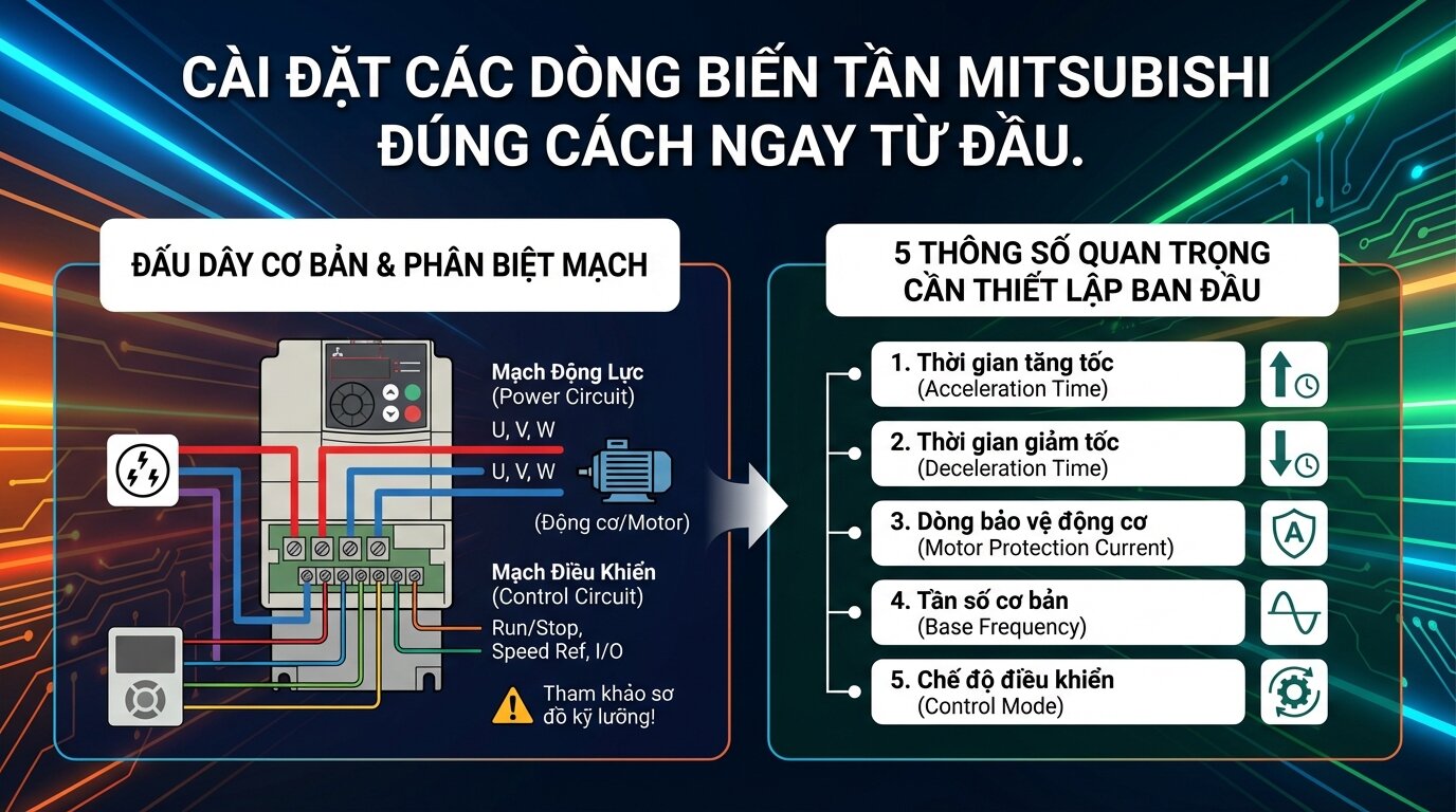 Cài đặt các dòng biến tần Mitsubishi đúng cách ngay từ đầu.