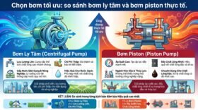 Chọn bơm tối ưu: so sánh bơm ly tâm và bơm piston thực tế.