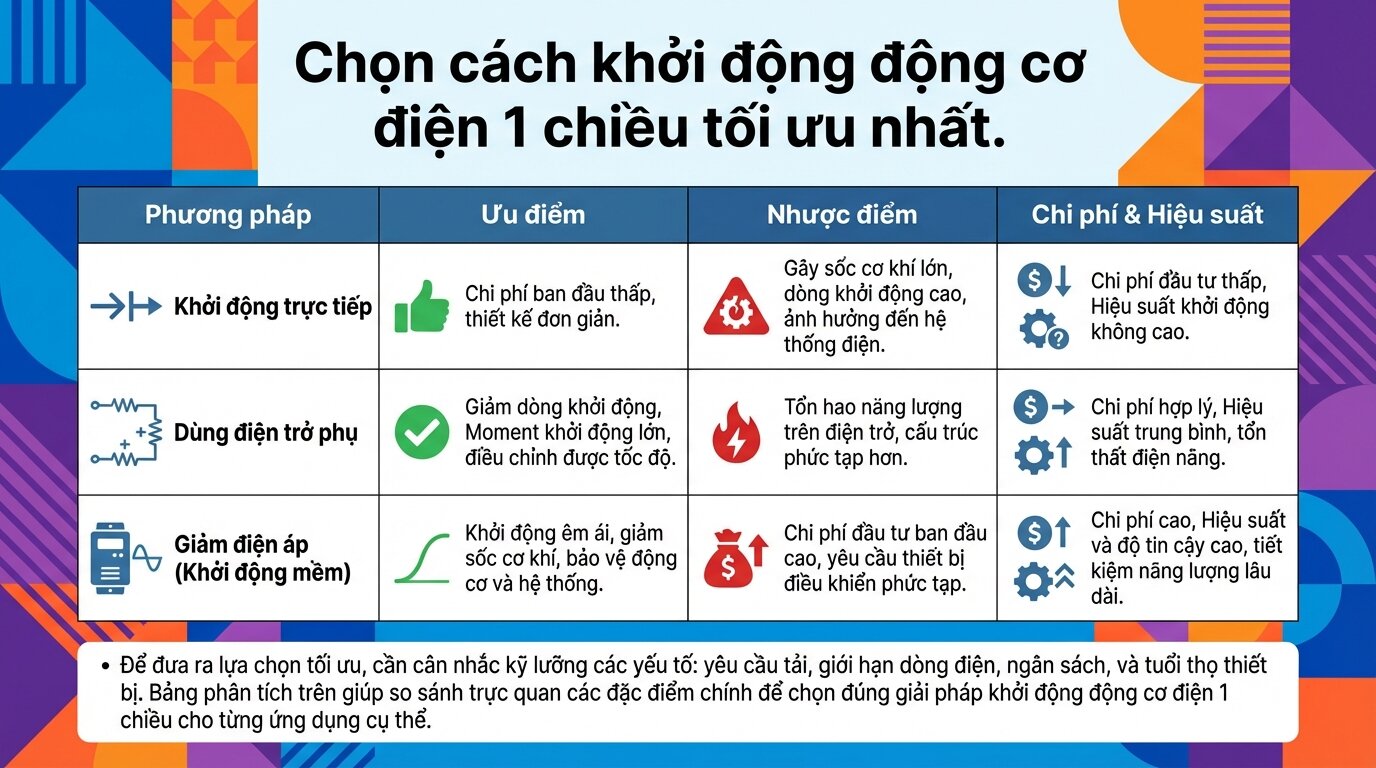 Chọn cách khởi động động cơ điện 1 chiều tối ưu nhất.