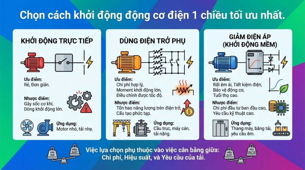 Chọn cách khởi động động cơ điện 1 chiều tối ưu nhất.