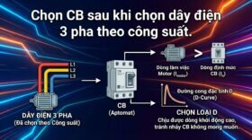 Chọn CB sau khi chọn dây điện 3 pha theo công suất.