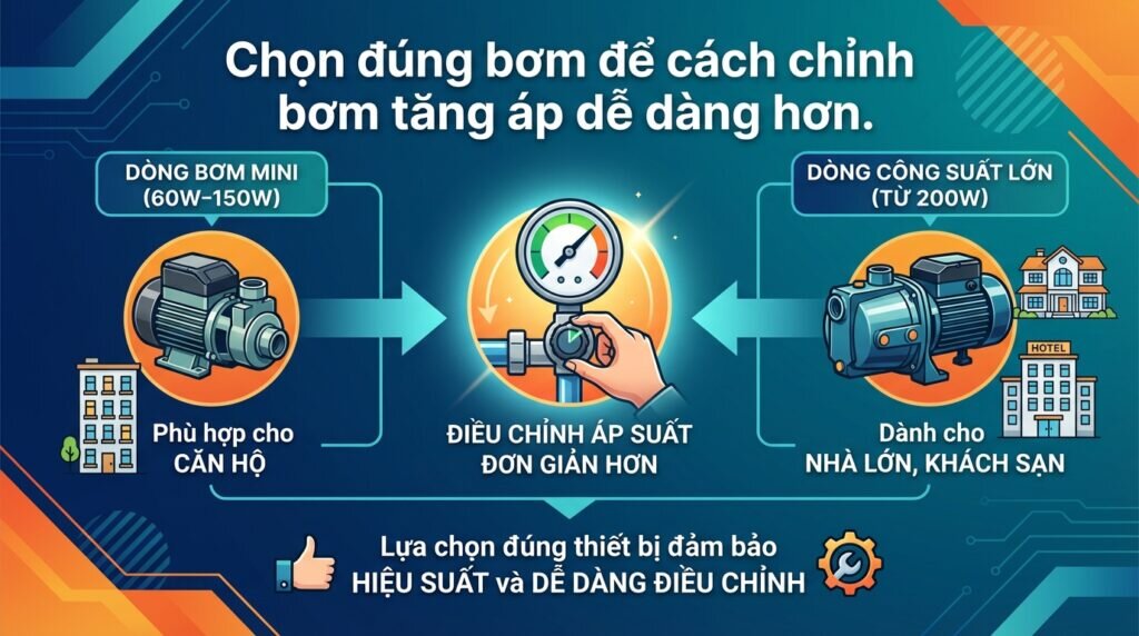 Chọn đúng bơm để cách chỉnh bơm tăng áp dễ dàng hơn.