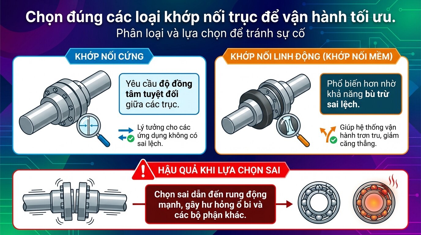 Chọn đúng các loại khớp nối trục để vận hành tối ưu.