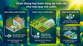 Chọn đúng loại bơm tăng áp tưới cây cho mọi quy mô vườn.