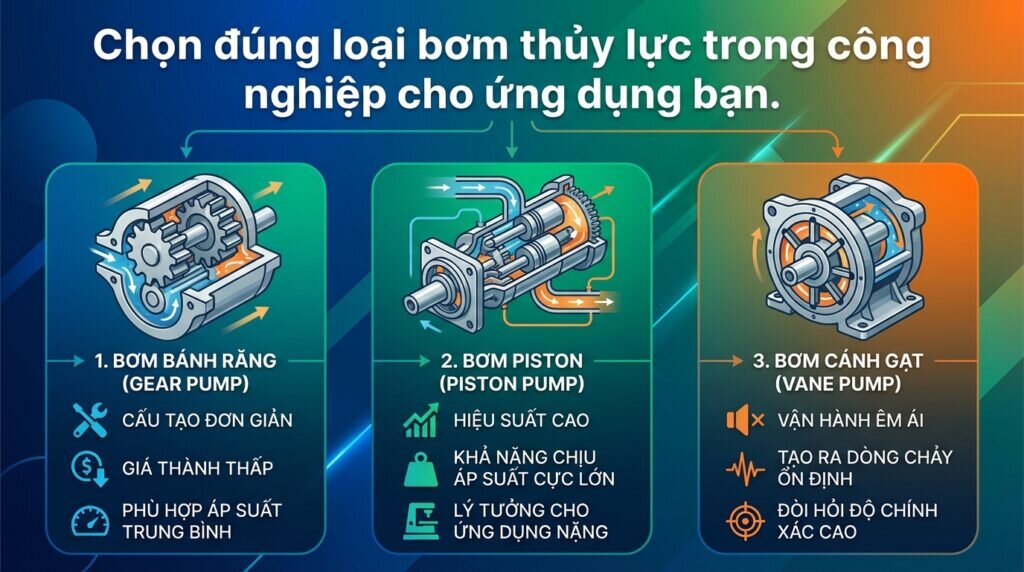 Chọn đúng loại bơm thủy lực trong công nghiệp cho ứng dụng bạn.